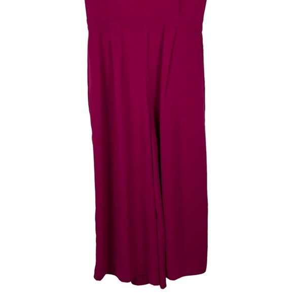 J. CREW DRAPEY WRAP BACK DEEP BERRY PINK WIDE LEG CROPPED SHORT SLEEVE JUMPSUIT - Picture 5 of 13